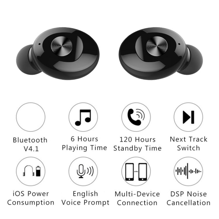 XG-U12 TWS Bluetooth 5.0 Single Ear Stereo Wireless Bluetooth Headset(Black) - TWS Earphone by buy2fix | Online Shopping UK | buy2fix