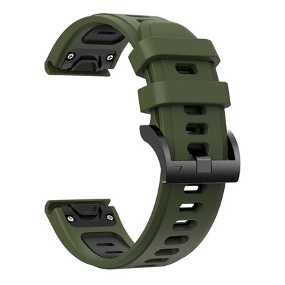 For Garmin Forerunner 955 22mm Two-Color Sports Silicone Watch Band(Army Green + Black) - Watch Bands by buy2fix | Online Shopping UK | buy2fix