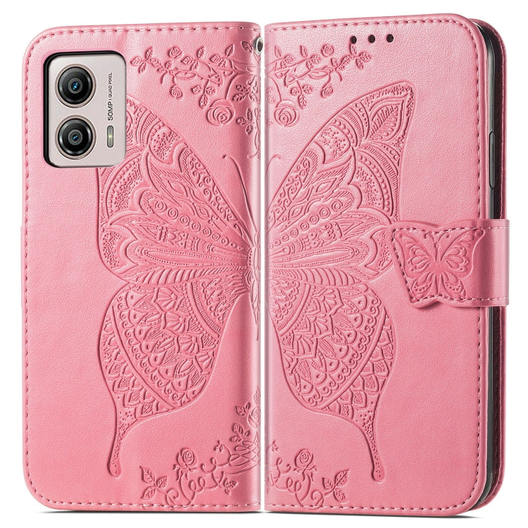 For Motorola Moto E13 Butterfly Love Flower Embossed Flip Leather Phone Case(Pink) - Motorola Cases by buy2fix | Online Shopping UK | buy2fix