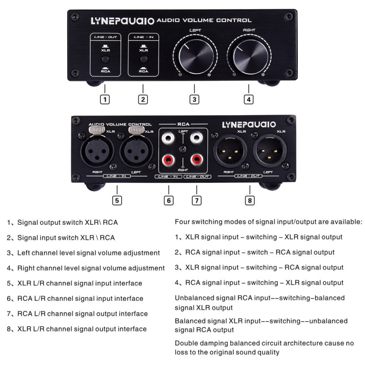 2 In and 2 Out Switcher Volume Controller, RCA signal switches to XLR balanced signal and no need for power supply. It provides RCA and XLR interfaces, independent L/R channel volume adjustment, which is suitable for devices with volume adjustment need - Consumer Electronics by buy2fix | Online Shopping UK | buy2fix