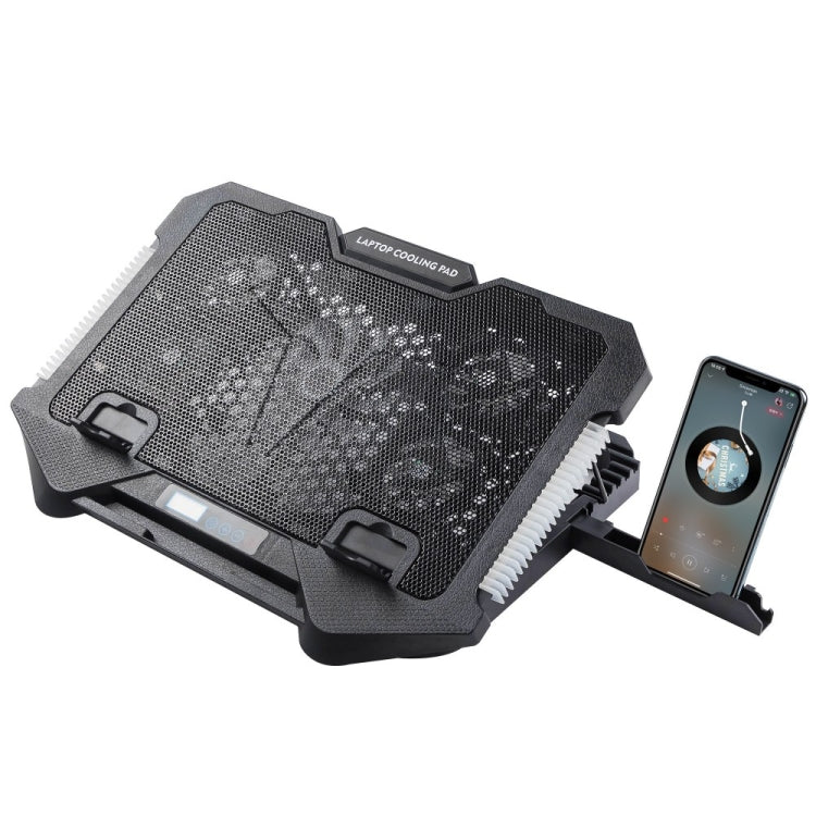 S500 Adjustable Height 5 Quiet Fans RGB Gaming Laptop Cooling Pad with Phone Holder -  by buy2fix | Online Shopping UK | buy2fix