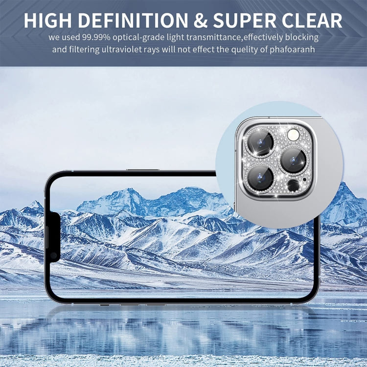 For iPhone 13 Pro / 13 Pro Max ENKAY Hat-Prince Blink Diamond Camera Lens Aluminium Alloy Tempered Glass Film(Sierra Blue) - iPhone 13 Pro Tempered Glass by ENKAY | Online Shopping UK | buy2fix