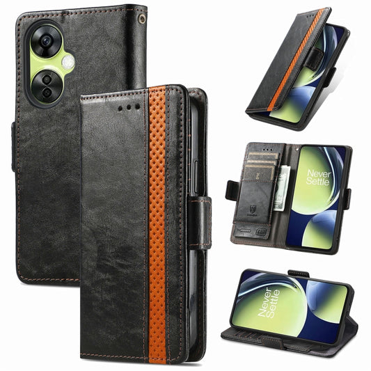 For OnePlus Nord CE 3 Lite CaseNeo Splicing Dual Magnetic Buckle Leather Phone Case(Black) - OnePlus Cases by buy2fix | Online Shopping UK | buy2fix