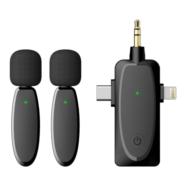 One by Two 3 in 1 Mini Wireless Lavalier Microphones for iPhone / Android / Camera with Noise Reduction Function - Microphone by buy2fix | Online Shopping UK | buy2fix