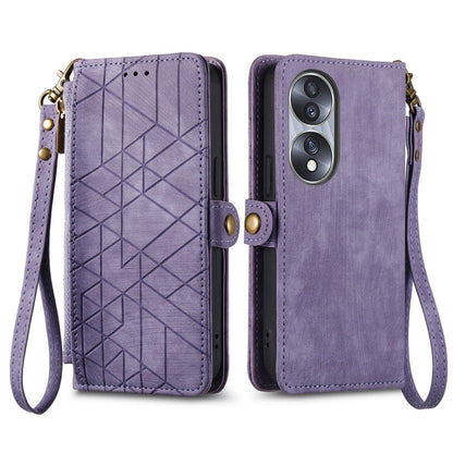 For Honor 80 Pro Geometric Zipper Wallet Side Buckle Leather Phone Case(Purple) - Honor Cases by buy2fix | Online Shopping UK | buy2fix