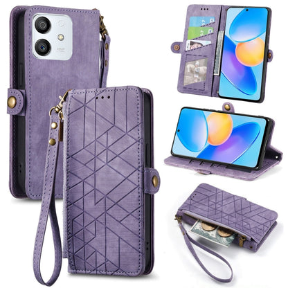 For Honor Play6T Pro Geometric Zipper Wallet Side Buckle Leather Phone Case(Purple) - Honor Cases by buy2fix | Online Shopping UK | buy2fix