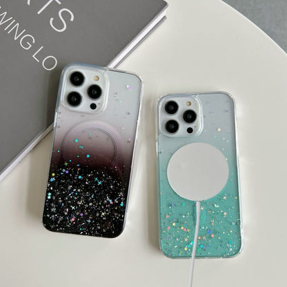 For iPhone 15 MagSafe Glitter Hybrid Clear TPU Phone Case(Green) - iPhone 15 Cases by buy2fix | Online Shopping UK | buy2fix