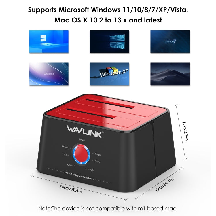 Wavlink ST334U SSD Dual Bay External Hard Drive Docking Station USB 3.0 to SATA I/II/III(AU Plug) - External Hard Drives by WAVLINK | Online Shopping UK | buy2fix