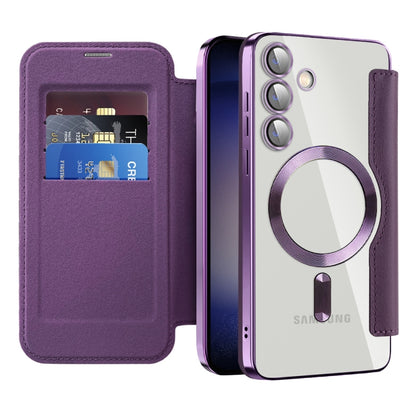 For Samsung Galaxy S24+ 5G Shield Magsafe RFID Anti-theft Rhombus Leather Phone Case(Purple) - Galaxy S24+ 5G Cases by buy2fix | Online Shopping UK | buy2fix