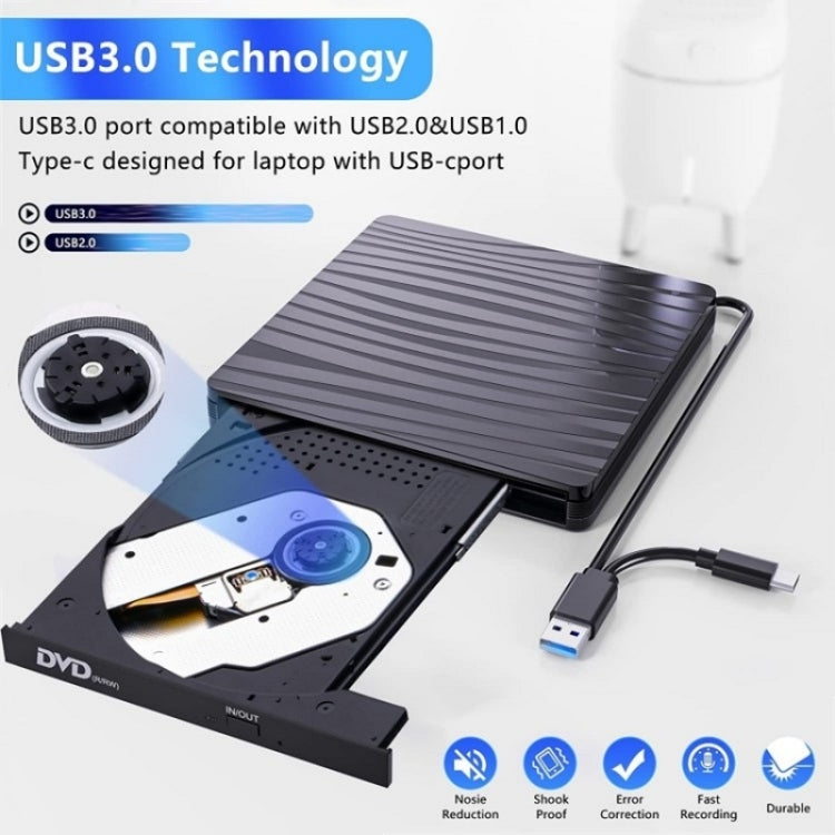 BT689 Portable DVD Burner External Optical Drive CD Player Win10 USB Optical Drive Recorder - Rewritable Drive by buy2fix | Online Shopping UK | buy2fix