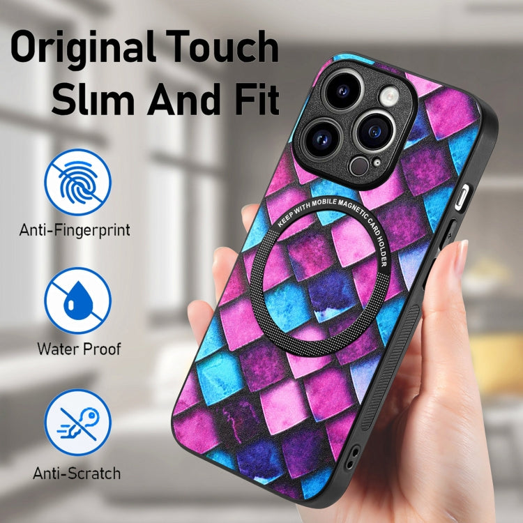 For iPhone 15 Pro Max Colored Drawing Leather Back Phone Case(Purple Scales) - iPhone 15 Pro Max Cases by buy2fix | Online Shopping UK | buy2fix