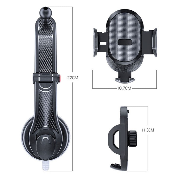 ES33 Car Mobile Phone Holder Bracket Carbon Fiber 360 Degree Rotation Suction Cup Mount(Red) - Car Holders by buy2fix | Online Shopping UK | buy2fix