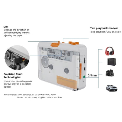 EZCAP 218SP Clear Stereo Walkman Cassette Player Portable Cassette Tape to MP3 Converter - Tape Converter by Ezcap | Online Shopping UK | buy2fix