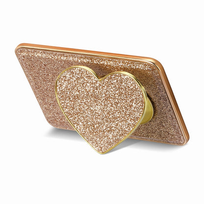 Electroplating Glitter Magsafe Airbag Heart Stand Phone Card Bag(Gold) - Others Accessories by buy2fix | Online Shopping UK | buy2fix