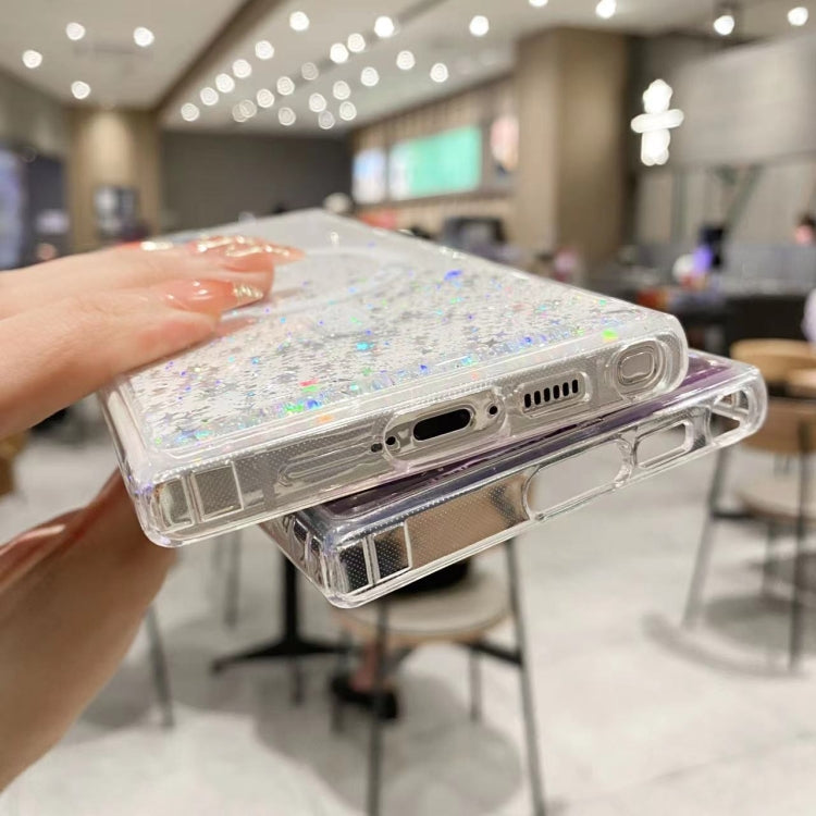 For Samsung Galaxy S24+ 5G MagSafe Glitter Hybrid Clear TPU Phone Case(White) - Galaxy S24+ 5G Cases by buy2fix | Online Shopping UK | buy2fix