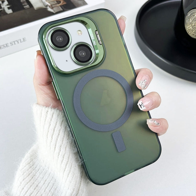 For iPhone 15 Plus MagSafe Lens Holder PC Hybrid TPU Phone Case(Green) - iPhone 15 Plus Cases by buy2fix | Online Shopping UK | buy2fix