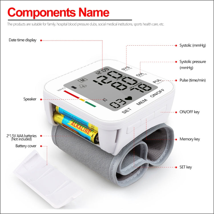 RZ204 Automatic Digital Wrist Cuff Blood Pressure Monitor Heart Beat LCD Digital Wrist Watch - Sphygmomanometer by buy2fix | Online Shopping UK | buy2fix