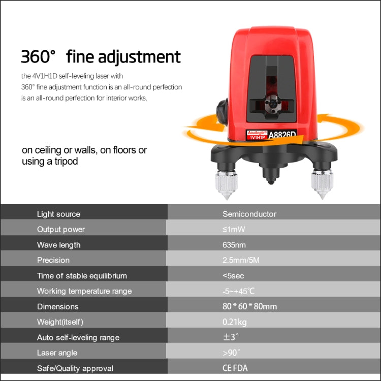 A8826D Laser Level 3D Self Leveling 2 Line Lasers Horizontal Vertical Lasers Level 360 Tripod Mini Laser Levels - Consumer Electronics by buy2fix | Online Shopping UK | buy2fix
