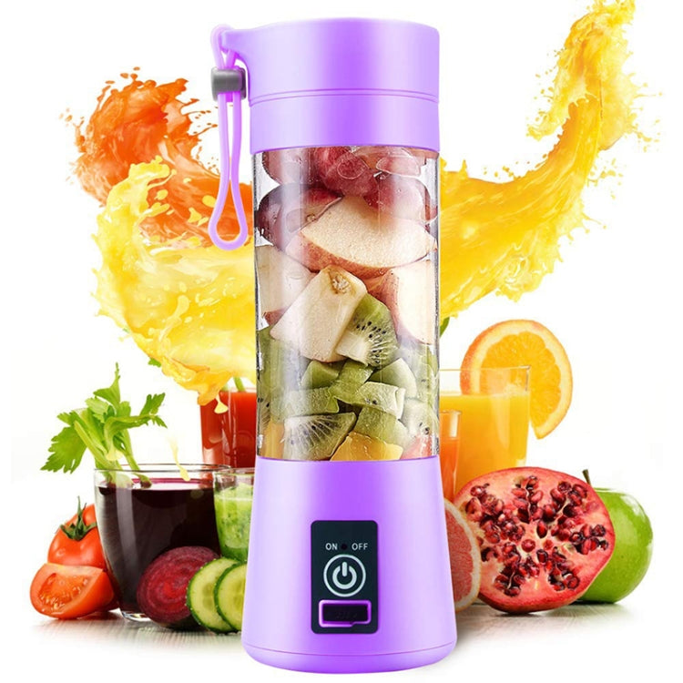 USB Rechargeable Electric Automatic Vegetable Fruit Citrus Orange Juice Maker Cup Mixer Bottle (380ML)(4 Blades Purple) - Home & Garden by buy2fix | Online Shopping UK | buy2fix