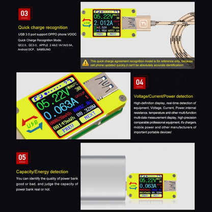 USB 3.0 Color Display Screen Tester Voltage-current Measurement Type-C Meter, Support Android APP, Model:UM34 without Bluetooth - Consumer Electronics by buy2fix | Online Shopping UK | buy2fix