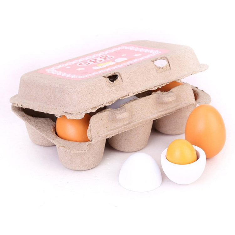 6 PCS Wooden Eggs Yolks Simulated Kitchen Food Cooking Toys Set Pretend Play For Children - Pretend Play Toys by buy2fix | Online Shopping UK | buy2fix