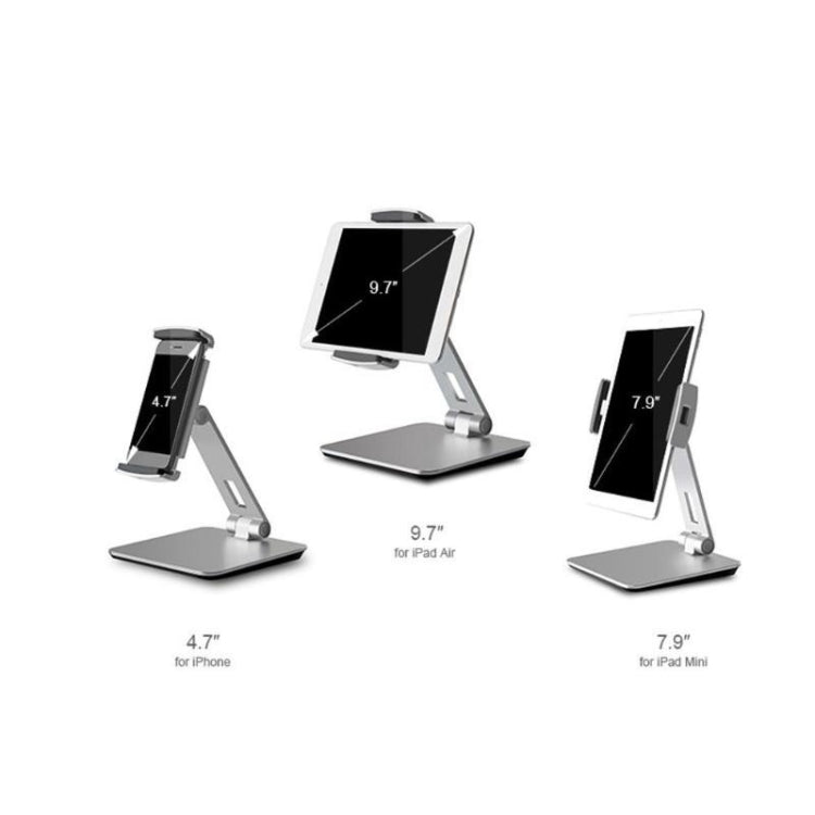 AP-7X Universal Aluminum Stand Desk Mount Holder for 4.7-9.7 inch Phone & Tablet PC(Silver Gray) - Desktop Holder by buy2fix | Online Shopping UK | buy2fix