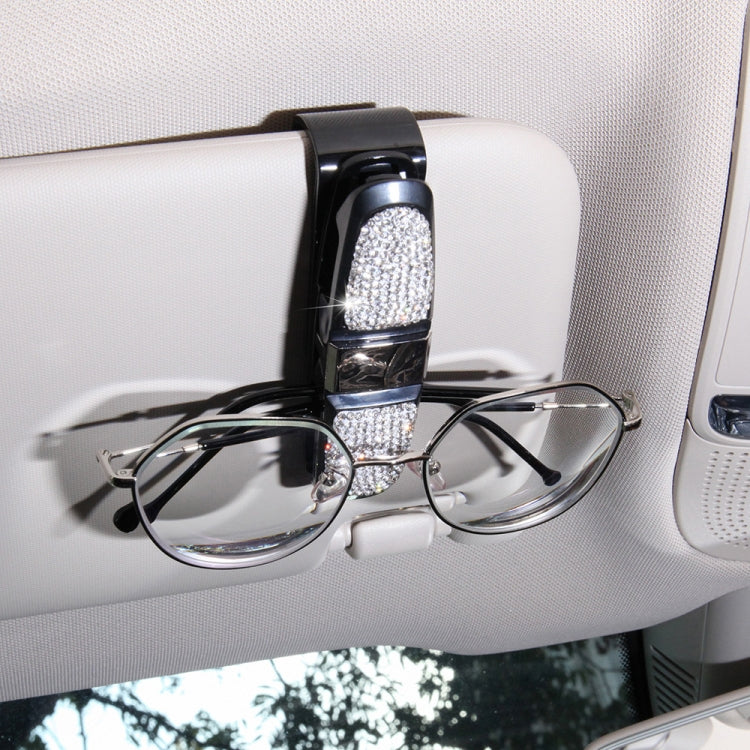 Diamond Mounted Rotating Car Glasses Clip Card Paper Holder Clips(White) - Sunglasses & Glasses Clips by Dabond | Online Shopping UK | buy2fix