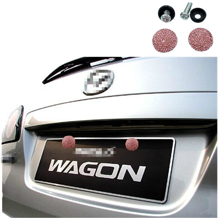 Car License Plate Modification Screw Cap Diamond-encrusted Solid Seal Anti-theft Screws(Pink) - License Plate Covers & Frames by buy2fix | Online Shopping UK | buy2fix