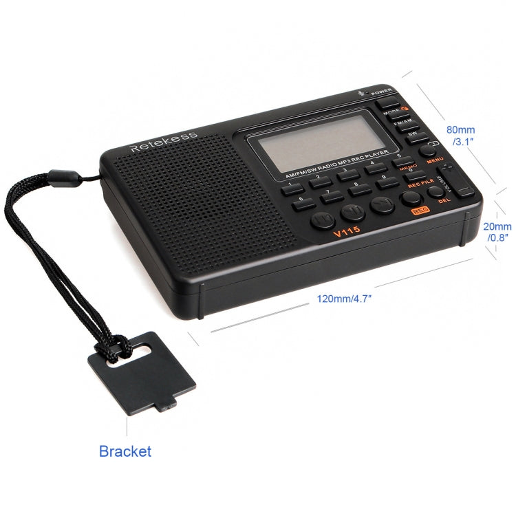 Retekess V-115 Full Band Radio FM AM Portable MP3 Player(Black) - Consumer Electronics by buy2fix | Online Shopping UK | buy2fix