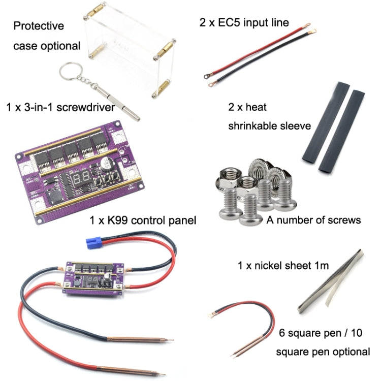 Start Treasure Version 12V Digital Display DIY Battery Spot Welding Machine Pen Control, Style:6 Square Pen With Case - Home & Garden by buy2fix | Online Shopping UK | buy2fix