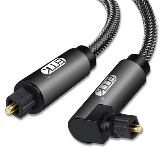 EMK 90 Degree Swivel Adjustable Right Angled 360 Degrees Rotatable Plug Nylon Woven Mesh Optical Audio Cable, Cable Length:1.5m(Black) - Audio Optical Cables by EMK | Online Shopping UK | buy2fix