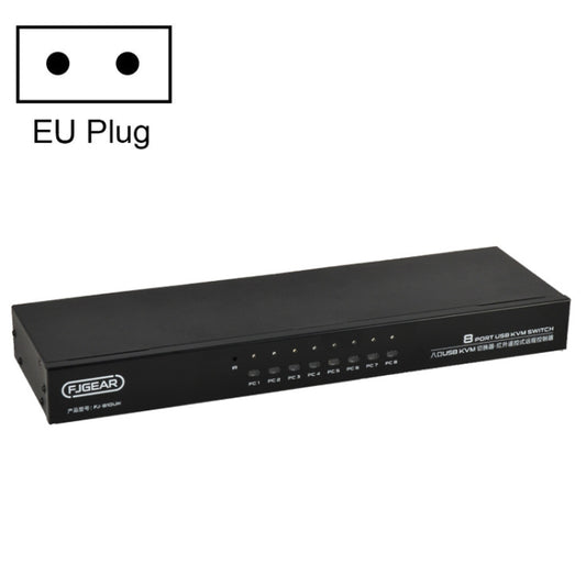 FJGEAR FJ-810UK 8 In 1 Out USB KVM Switcher With Desktop Switch, Plug Type:EU Plug(Black) - Converter by FJGEAR | Online Shopping UK | buy2fix