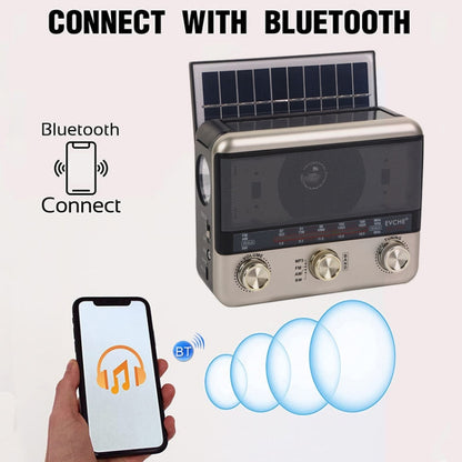 BAIJIALI EC-2110BTS Multifunctional Solar Radio Retro Full Band Card Radio(Brown) - Consumer Electronics by BAIJIALI | Online Shopping UK | buy2fix