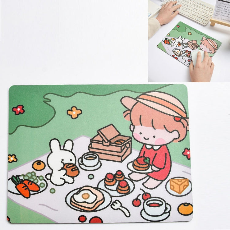 5 PCS Creative Cute Cartoon Rabbit Girl Mouse Pad Laptop Student Mouse Pad(Eating) -  by buy2fix | Online Shopping UK | buy2fix