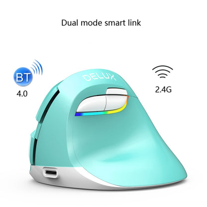 DELUX M618Mini Colorful Wireless Luminous Vertical Mouse Bluetooth Rechargeable Vertical Mouse(Mint Green) - Wireless Mice by DELUX | Online Shopping UK | buy2fix