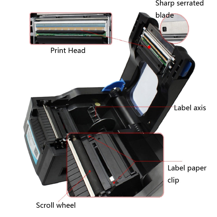 Xprinter XP-370B Barcode Printer Self-adhesive QR Code Printer Label Clothing Tag Thermal Ticket Machine(EU Plug) - Printer by Xprinter | Online Shopping UK | buy2fix