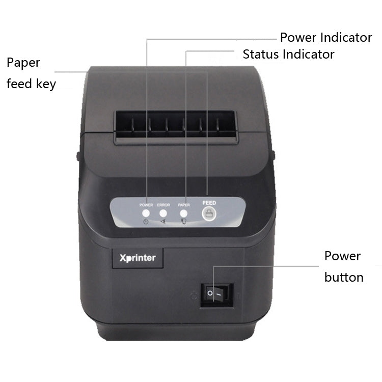 Xprinter XP-Q200II Thermal Small Receipt Printer Catering And Kitchen Receipt Printer 80mm Cutter, Interface Type:USB COM Interface(EU Plug) - Printer by Xprinter | Online Shopping UK | buy2fix