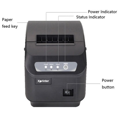 Xprinter XP-Q200II Thermal Small Receipt Printer Catering And Kitchen Receipt Printer 80mm Cutter, Interface Type:USB COM Interface(EU Plug) - Printer by Xprinter | Online Shopping UK | buy2fix