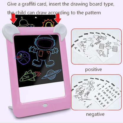 LED Luminous Drawing Board Electronic Fluorescent Writing Board Children Light Painting Message Board(Blue) -  by buy2fix | Online Shopping UK | buy2fix