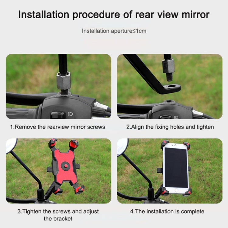 Electric Bicycle Mobile Phone Holder Can Be Rotated 360-degree Mobile Phone Holder Four-way Adjustment Bracket for Motorcycle, Style:Rearview Mirrors(Blue) - Holders by buy2fix | Online Shopping UK | buy2fix