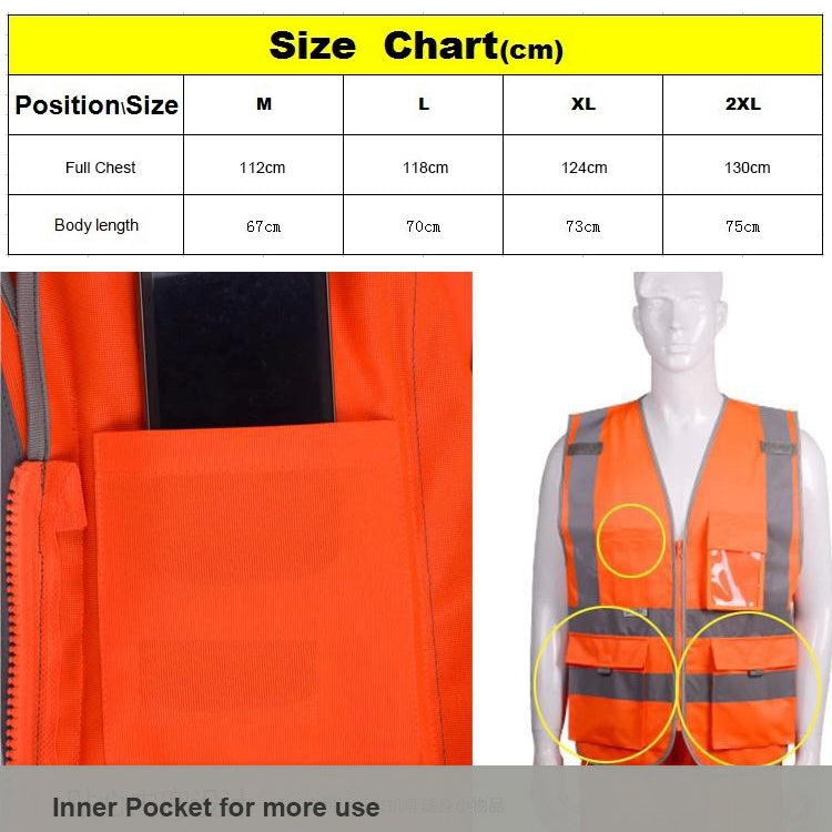 Multi-pockets Safety Vest Reflective Workwear Clothing, Size:M-Chest 112cm(Green) - Reflective Safety Clothing by buy2fix | Online Shopping UK | buy2fix