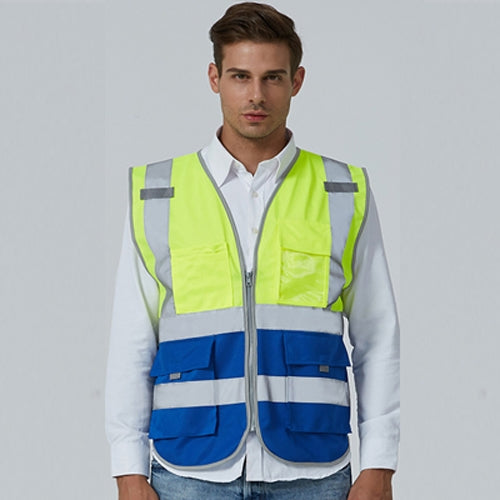 Multi-pockets Safety Vest Reflective Workwear Clothing, Size:M-Chest 112cm(Yellow Blue) - Reflective Safety Clothing by buy2fix | Online Shopping UK | buy2fix