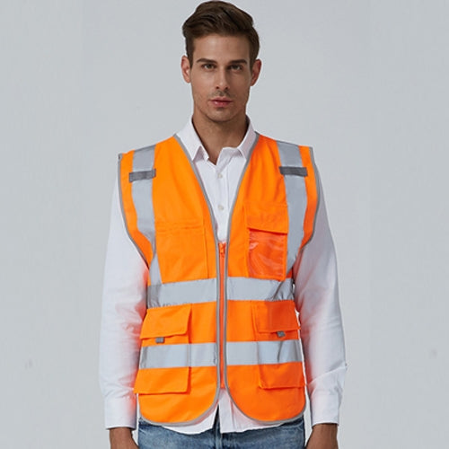 Multi-pockets Safety Vest Reflective Workwear Clothing, Size:XL-Chest 124cm(Orange) - Reflective Safety Clothing by buy2fix | Online Shopping UK | buy2fix