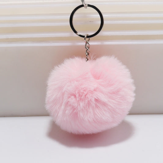 Simple Key Chain Fur Ball Pompon Keychain Pompom Artificial Rabbit Fur Animal Keychains for Woman Car Bag Key Rings(pink) - Key Rings by KOOROL | Online Shopping UK | buy2fix