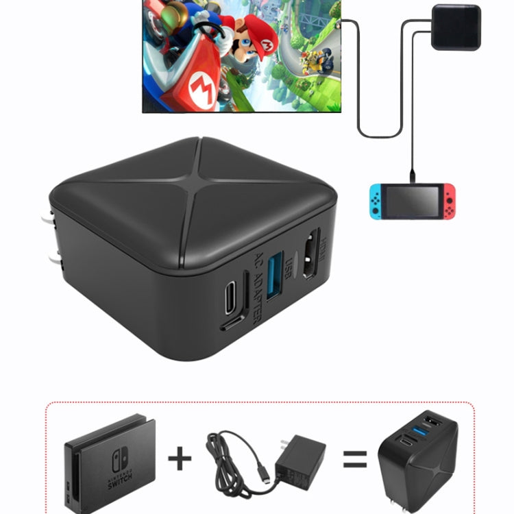 Multi-Function Projection And Charging AC Adapter Base Support Android/PC/Lite For Switch, Specifications:Black+EU Plug - Toys & Hobbies by buy2fix | Online Shopping UK | buy2fix