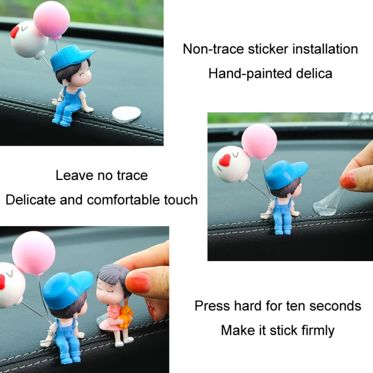 In Car Ornament Lovely Kissing Couple Doll, Colour:Blue+Spring Balloon - In Car by buy2fix | Online Shopping UK | buy2fix