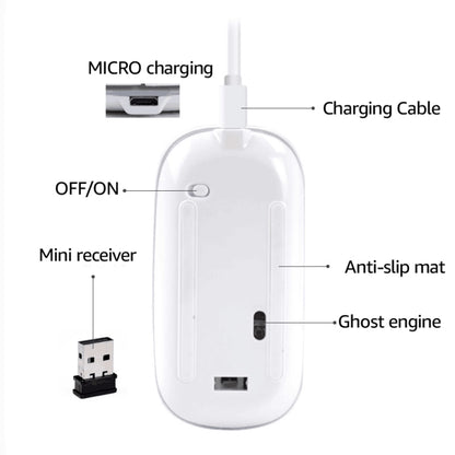 iMICE  E-1300 4 Keys 1600DPI Luminous Wireless Silent Desktop Notebook Mini Mouse, Style:Dual-modes Luminous Edition(Silver) -  by iMICE | Online Shopping UK | buy2fix