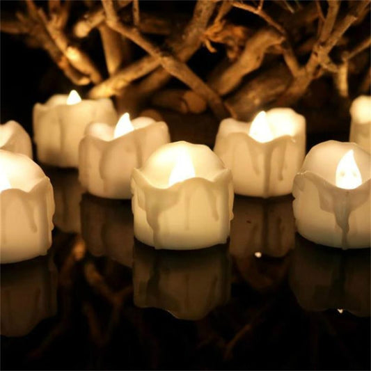 12 PCS/Box  LED Candle Electronic Tea Wax Simulation Tears Electronic Candle Light Wedding Decoration Candle Light(Warm White) - Home & Garden by buy2fix | Online Shopping UK | buy2fix