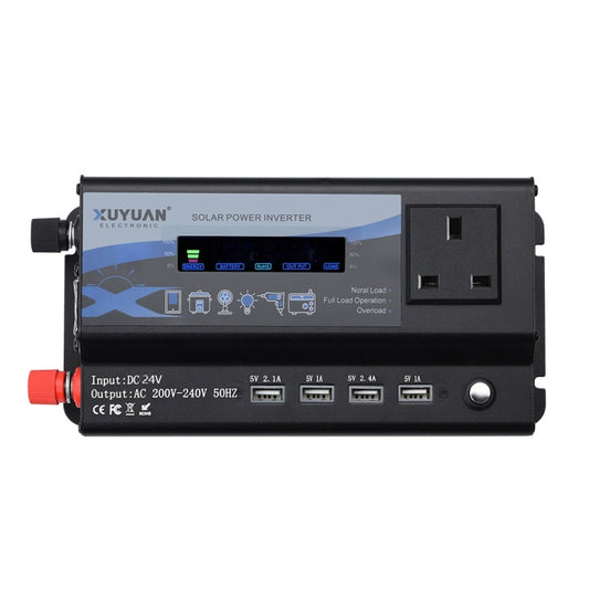 XUYUAN 3000W Car Inverter LED Colorful Atmosphere Light 4USB Charging Converter, UK Plug, Specification: 24V-220V - Modified Square Wave by buy2fix | Online Shopping UK | buy2fix