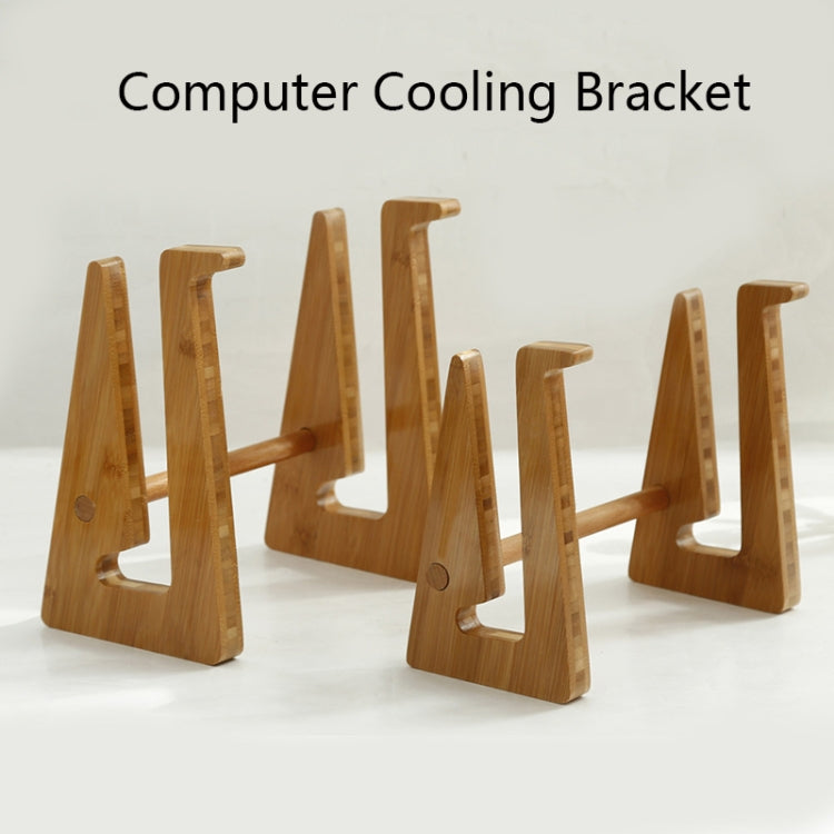 Large Bamboo Wood Computer Cooling Bracket Beech Wood Tablet Desktop Storage Rack - Computer & Networking by buy2fix | Online Shopping UK | buy2fix